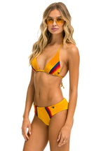 Retro 5 STRIPE VELVET SCRUNCH BIKINI BOTTOM - GOLD