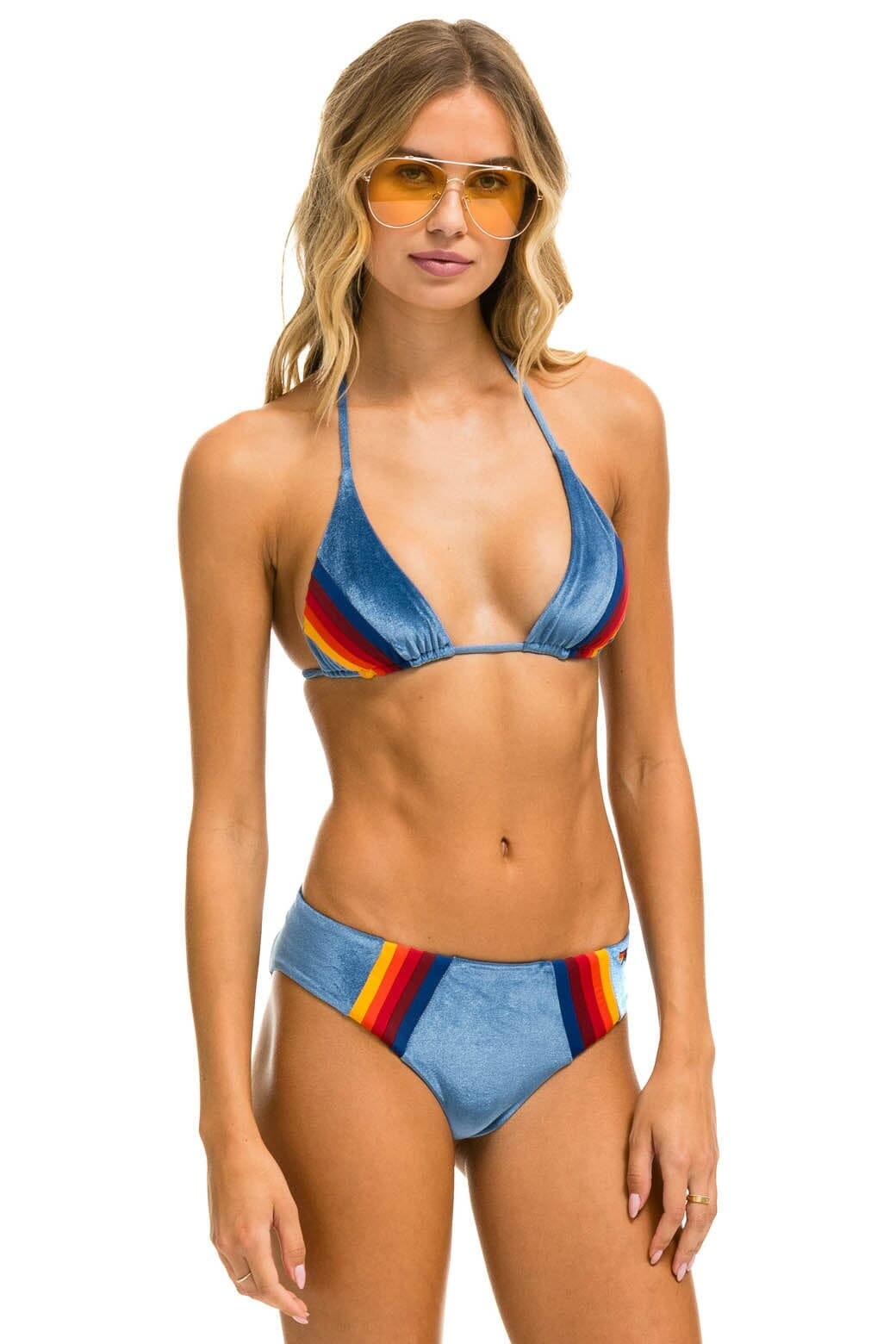 Retro 5 STRIPE VELVET TRIANGLE BIKINI TOP - ISLANDA