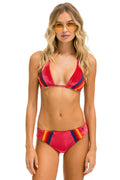 Retro 5 STRIPE VELVET TRIANGLE BIKINI TOP - RED