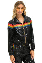Retro 5 STRIPE WINDBREAKER - BLACK GLOSSY