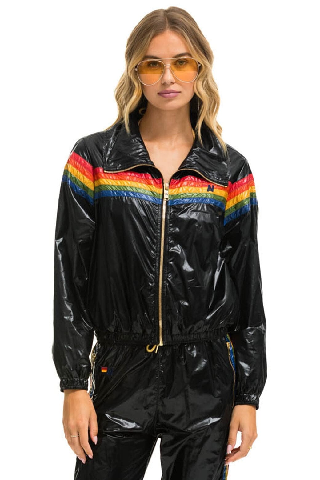 Retro 5 STRIPE WINDBREAKER - BLACK GLOSSY