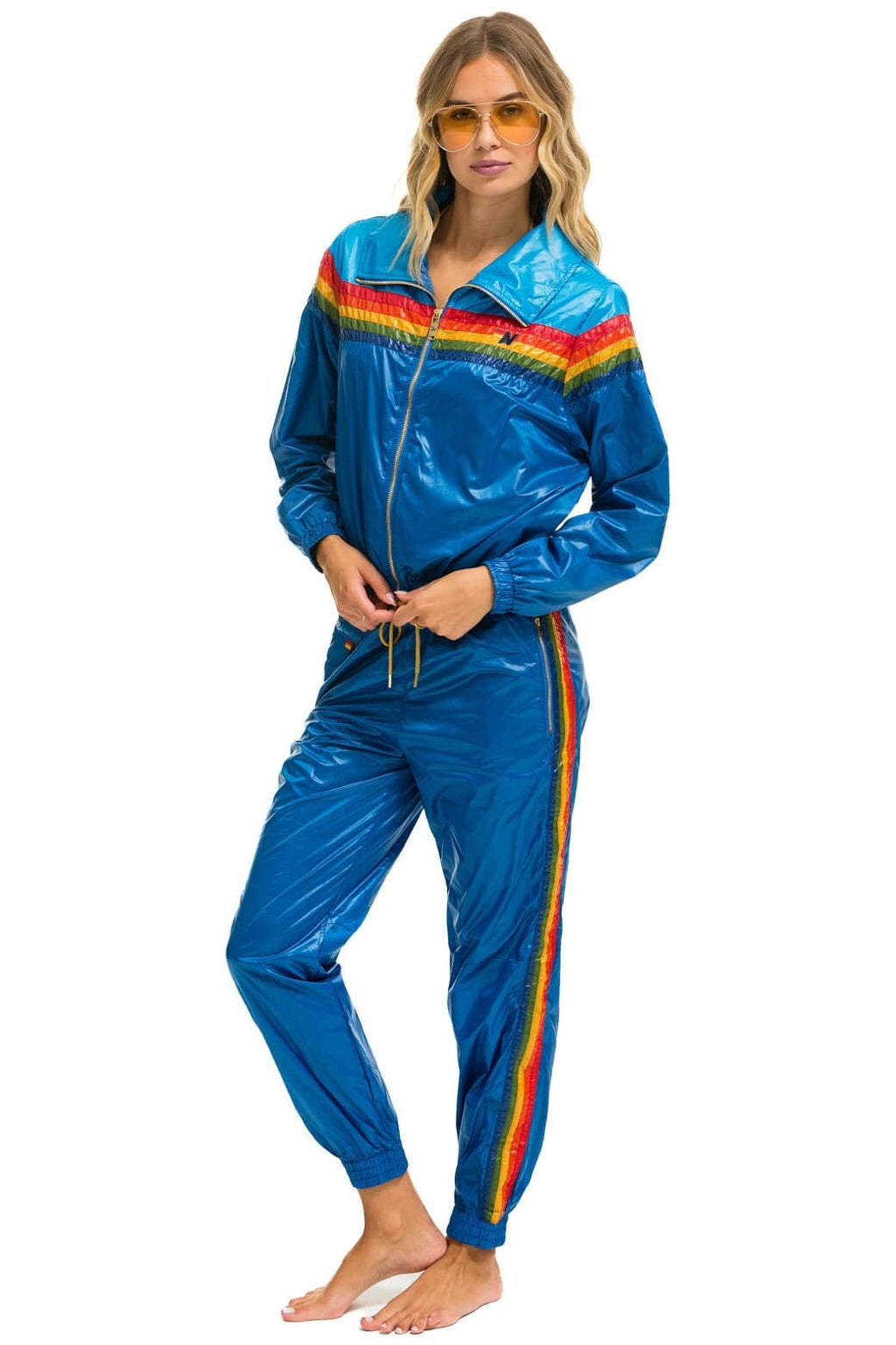 Retro 5 STRIPE WINDBREAKER - DRESDEN SNORKEL BLUE GLOSSY
