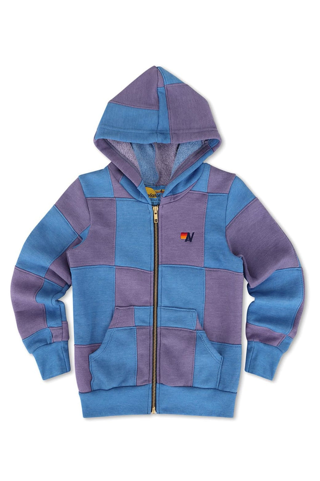Retro KIDS CHECK QUILTED ZIP HOODIE - LAVENDER OCEAN