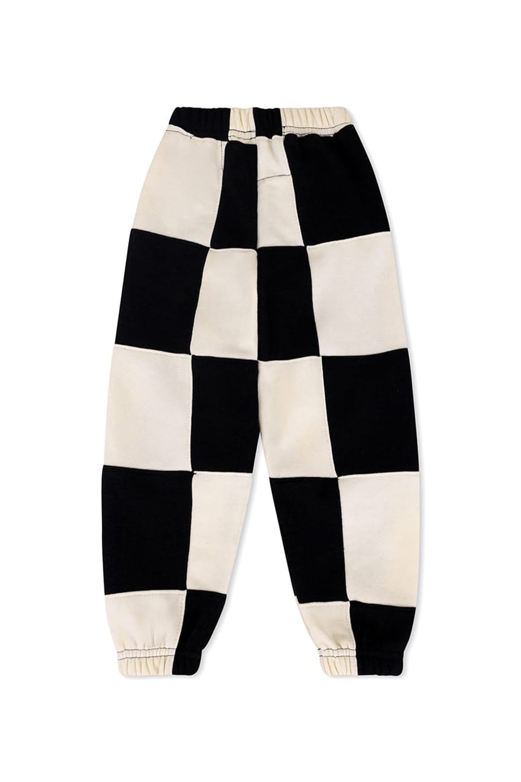 Retro KIDS CHECK QUILTED SWEATPANTS -BLACK WHITE