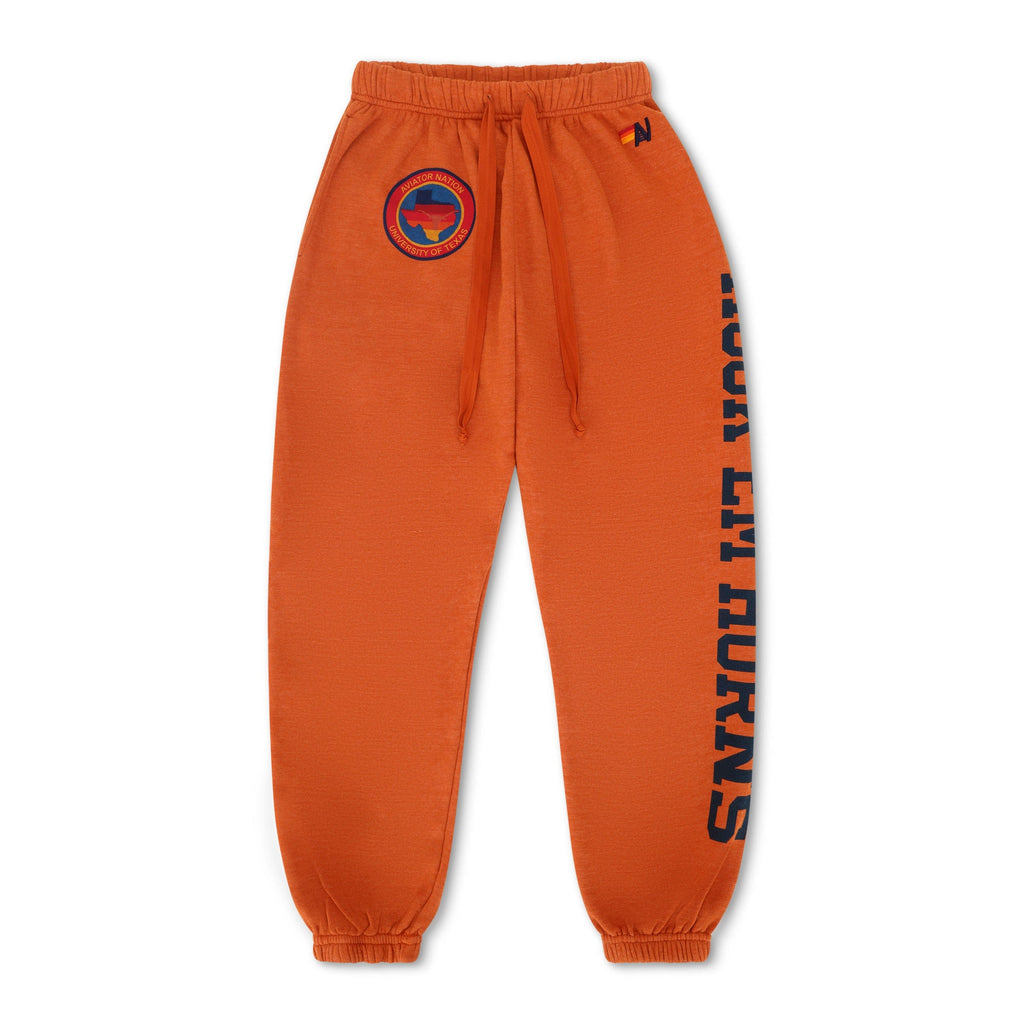 Retro UNIVERSITY OF TEXAS UNISEX CIRCLE PRINT SWEATPANTS - BURNT ORANGE