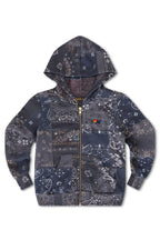 Retro KIDS BANDANA QUILTED ZIP HOODIE - CHARCOAL