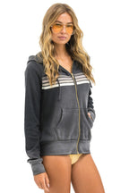 Retro 5 STRIPE HOODIE - FADED SMOKE