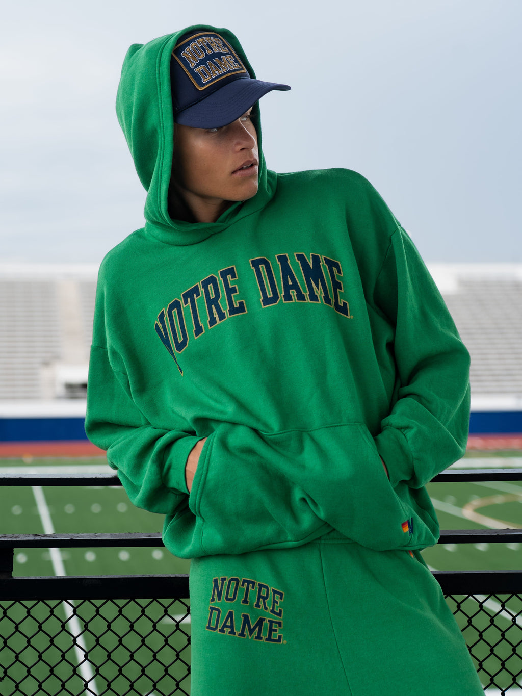 Retro NOTRE DAME 2026 PULLOVER HOODIE RELAXED - KELLY GREEN