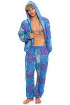 Retro BANDANA QUILTED SWEATPANTS - BLUE