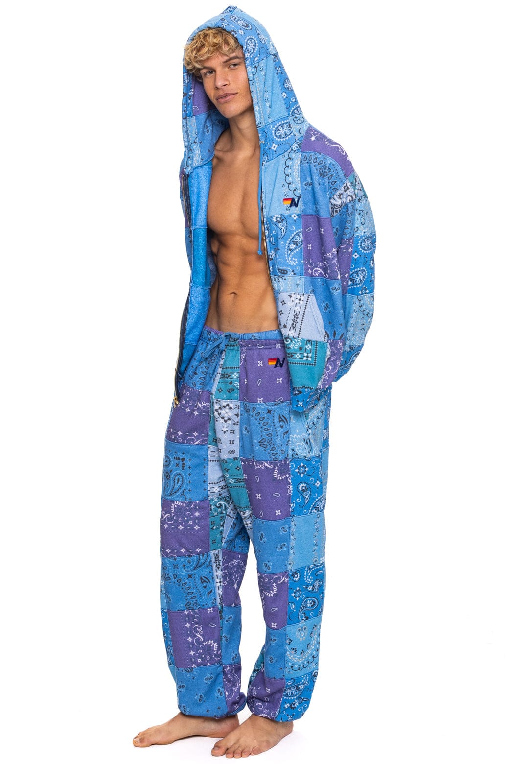 Retro BANDANA QUILTED SWEATPANTS - BLUE