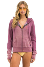 Retro BOLT STITCH 2 ZIP HOODIE - FADED BERRY