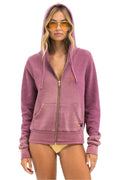 Retro BOLT STITCH 2 ZIP HOODIE - FADED BERRY