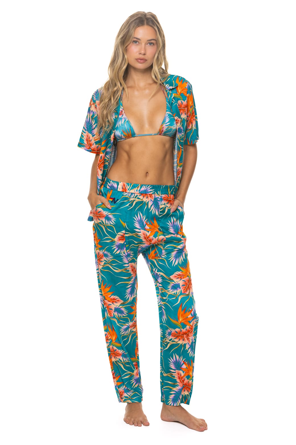 Retro UNISEX COTTON LUXE POPLIN RELAXED PANT - BLUE HAWAII