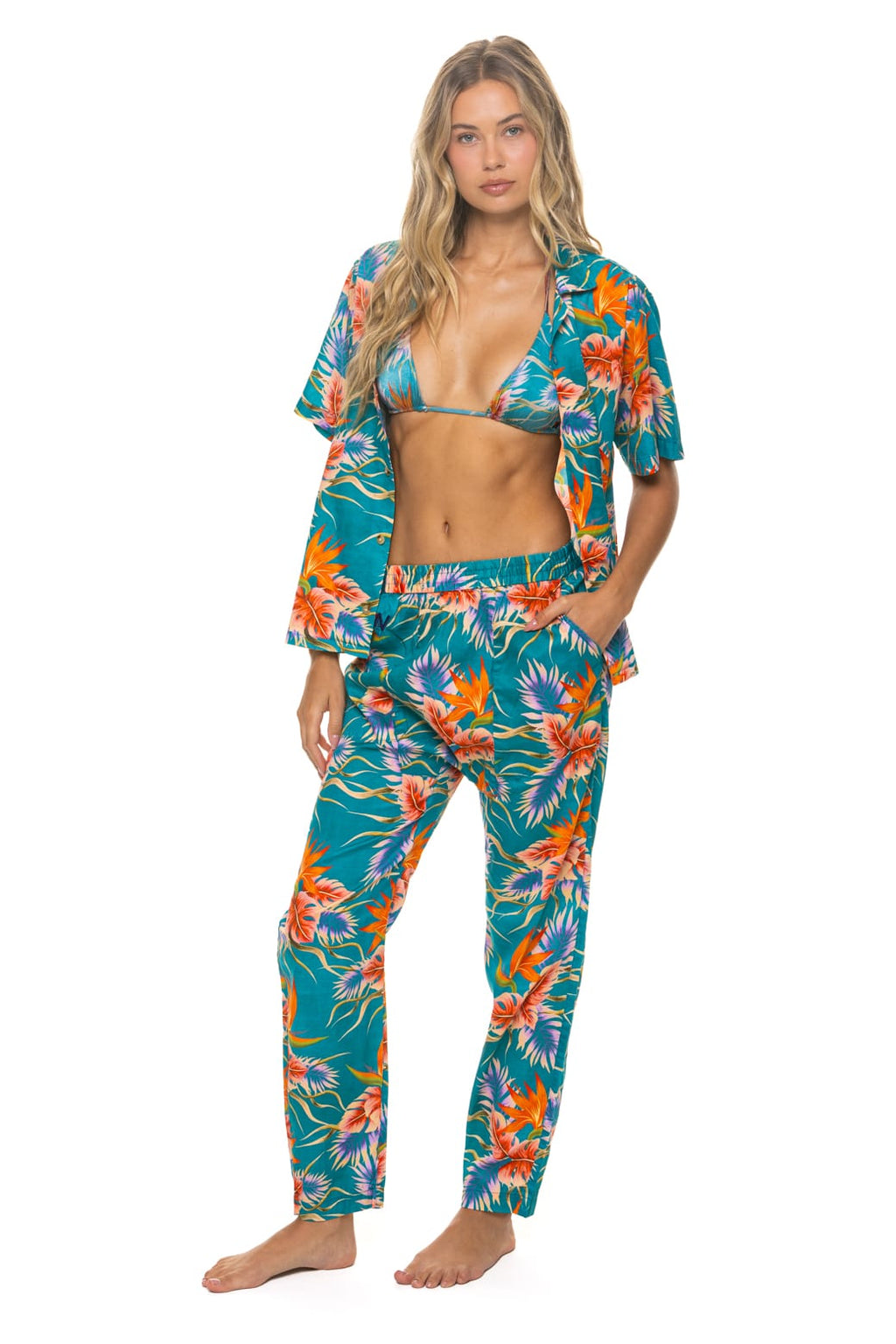 Retro UNISEX COTTON LUXE POPLIN RELAXED PANT - BLUE HAWAII