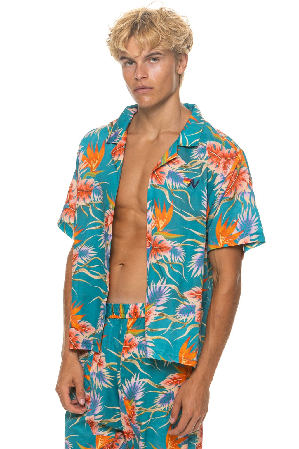 Retro UNISEX COTTON LUXE POPLIN RESORT SHIRT - BLUE HAWAII