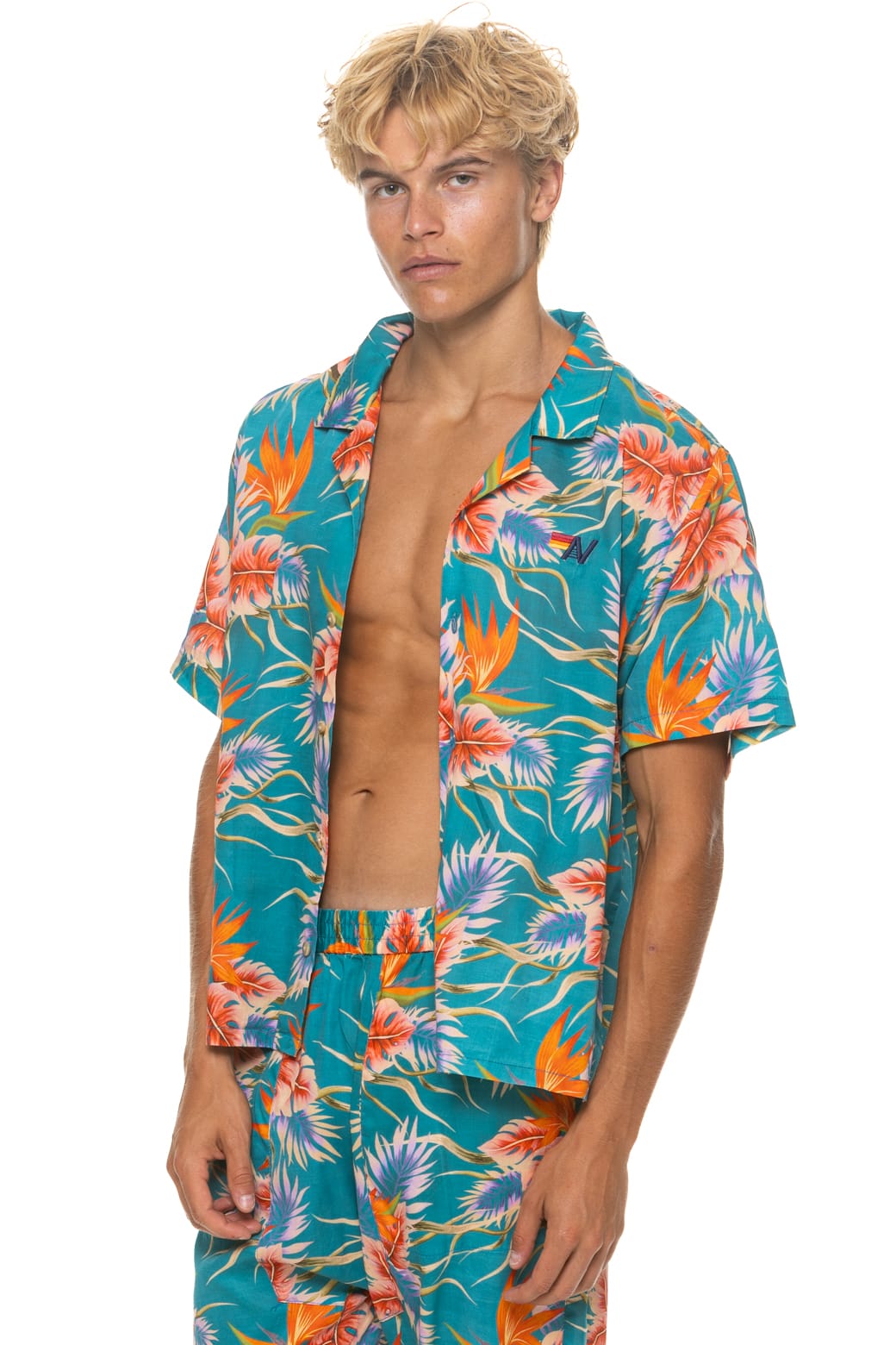 Retro UNISEX COTTON LUXE POPLIN RESORT SHIRT - BLUE HAWAII
