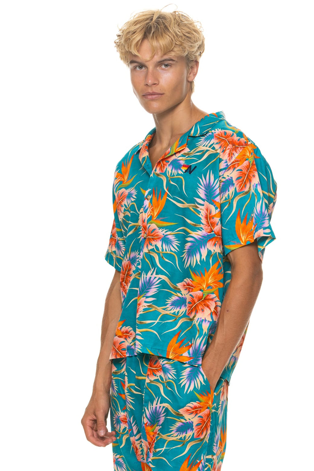 Retro UNISEX COTTON LUXE POPLIN RESORT SHIRT - BLUE HAWAII