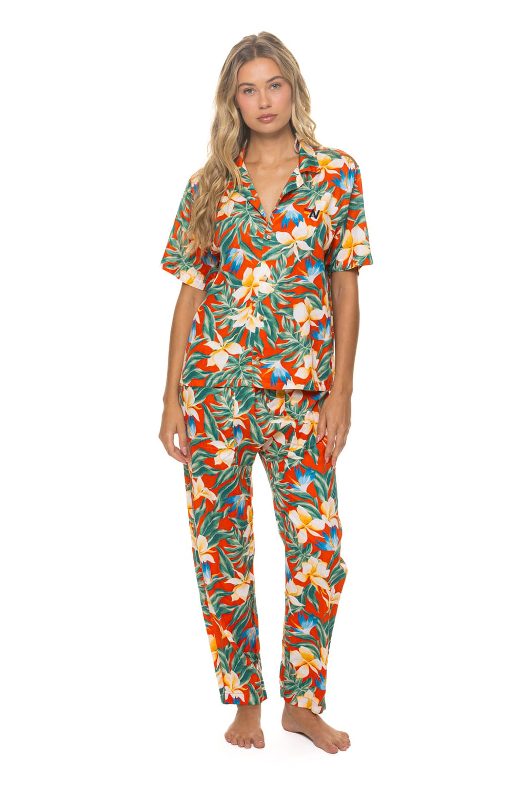 Retro UNISEX COTTON LUXE POPLIN RELAXED PANT - RED KAUAI