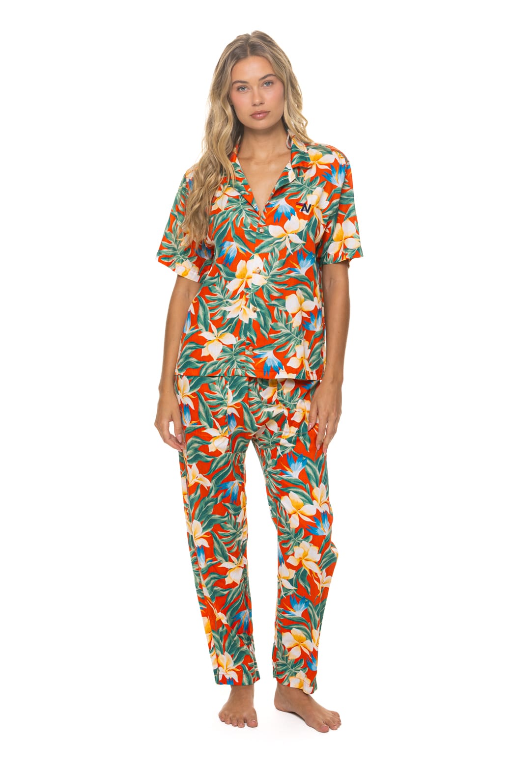 Retro UNISEX COTTON LUXE POPLIN RELAXED PANT - RED KAUAI