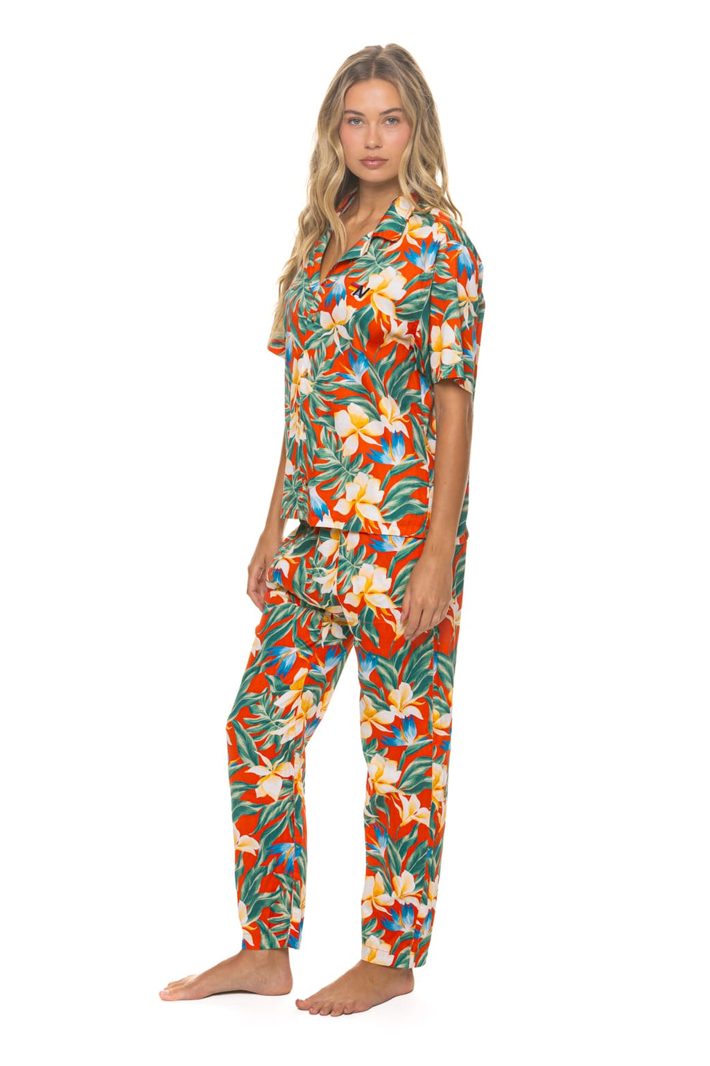 Retro UNISEX COTTON LUXE POPLIN RELAXED PANT - RED KAUAI