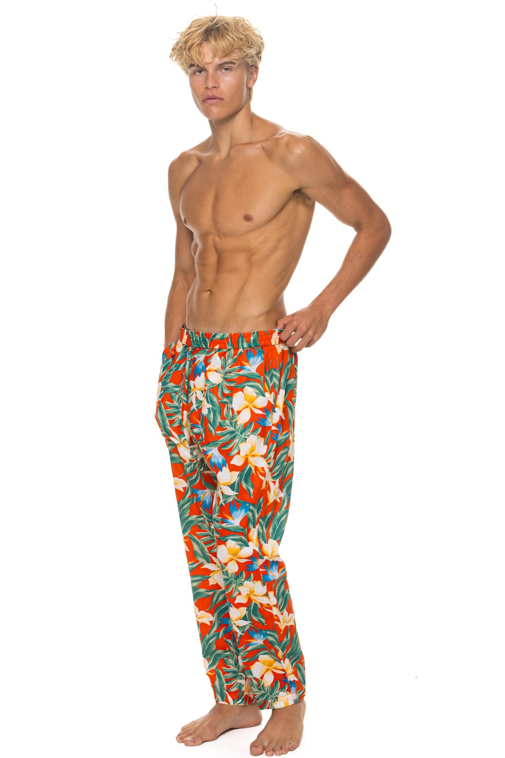 Retro UNISEX COTTON LUXE POPLIN RELAXED PANT - RED KAUAI
