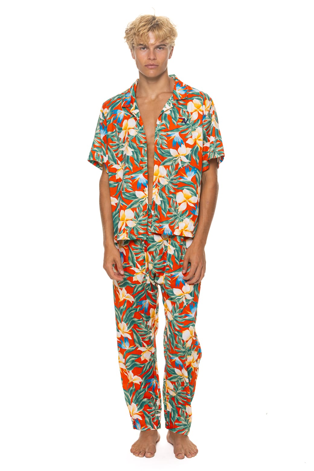 Retro UNISEX COTTON LUXE POPLIN RELAXED PANT - RED KAUAI
