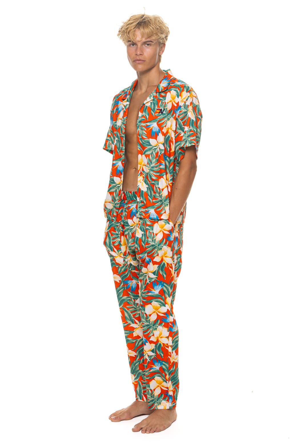 Retro UNISEX COTTON LUXE POPLIN RELAXED PANT - RED KAUAI