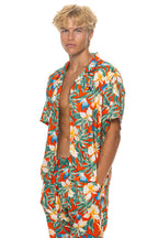 Retro UNISEX COTTON LUXE POPLIN RESORT SHIRT - RED KAUAI