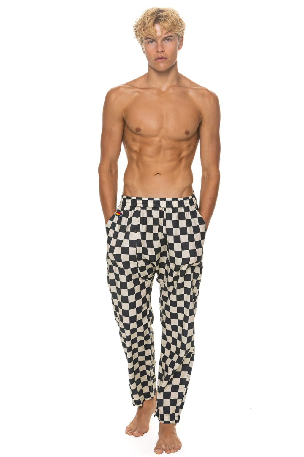 Retro UNISEX COTTON LUXE POPLIN RELAXED PANT - VINTAGE BLACK CHECKERED