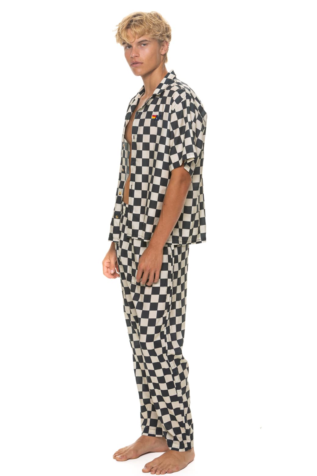 Retro UNISEX COTTON LUXE POPLIN RELAXED PANT - VINTAGE BLACK CHECKERED