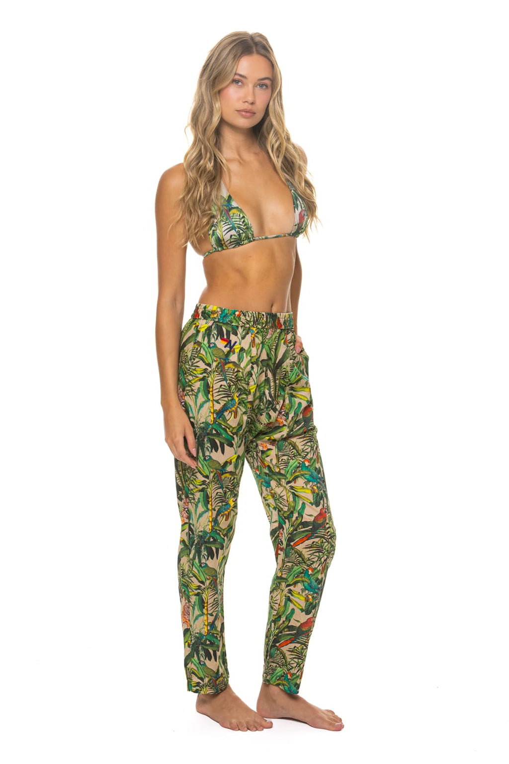 Retro UNISEX COTTON LUXE POPLIN RELAXED PANT - VINTAGE WHITE JUNGLE