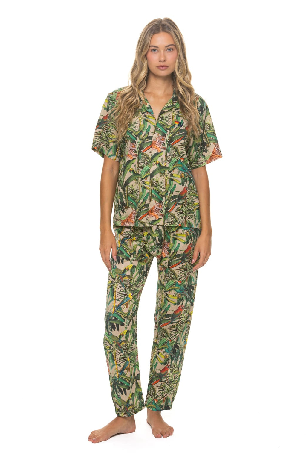 Retro UNISEX COTTON LUXE POPLIN RELAXED PANT - VINTAGE WHITE JUNGLE