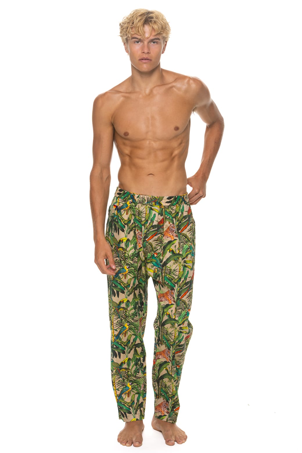 Retro UNISEX COTTON LUXE POPLIN RELAXED PANT - VINTAGE WHITE JUNGLE