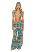 Retro WOMENS COTTON LUXE POPLIN WIDE LEG PANT - BLUE HAWAII