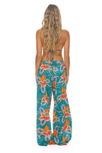 Retro WOMENS COTTON LUXE POPLIN WIDE LEG PANT - BLUE HAWAII