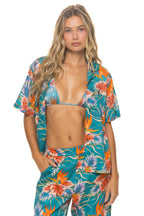 Retro UNISEX COTTON LUXE POPLIN RESORT SHIRT - BLUE HAWAII