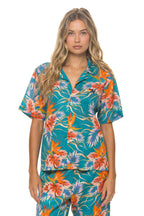 Retro UNISEX COTTON LUXE POPLIN RESORT SHIRT - BLUE HAWAII