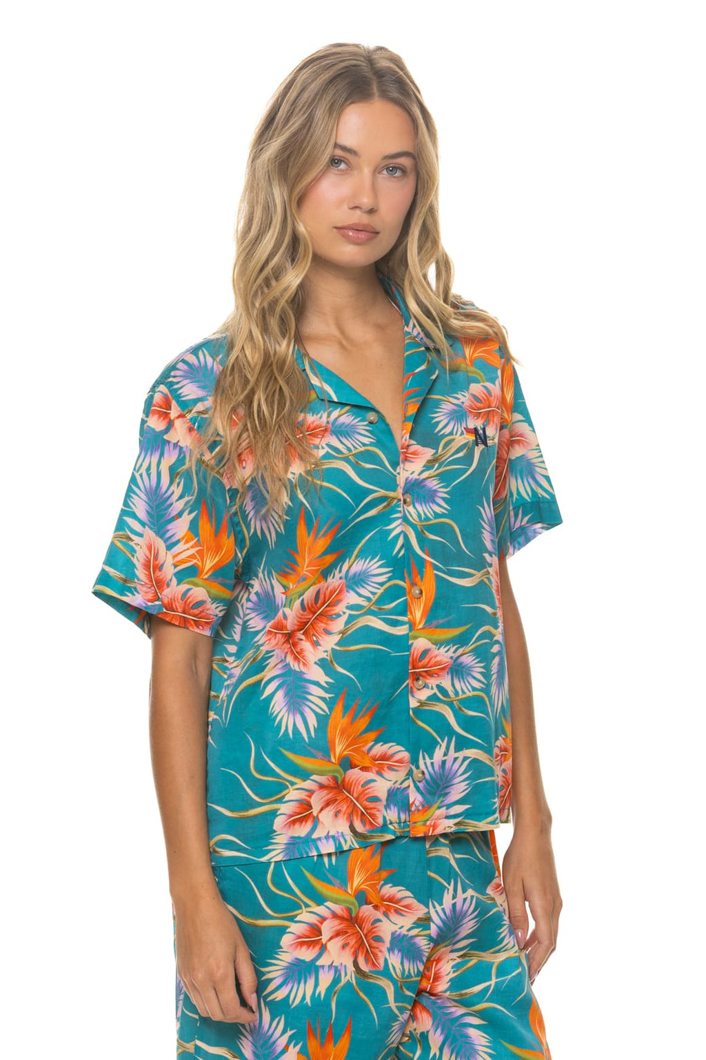 Retro UNISEX COTTON LUXE POPLIN RESORT SHIRT - BLUE HAWAII