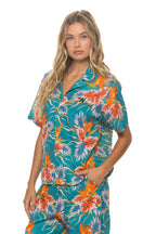 Retro UNISEX COTTON LUXE POPLIN RESORT SHIRT - BLUE HAWAII