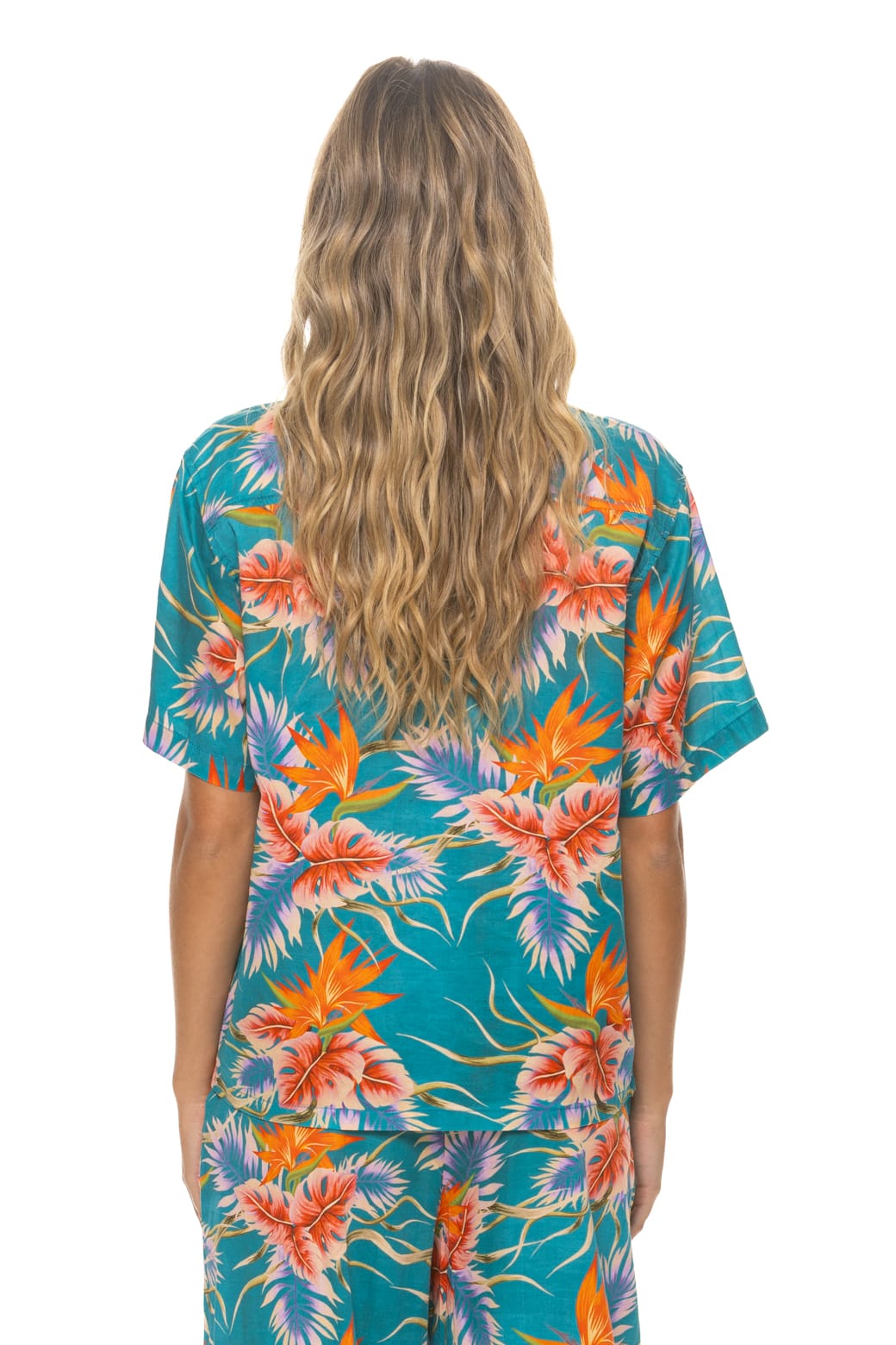 Retro UNISEX COTTON LUXE POPLIN RESORT SHIRT - BLUE HAWAII