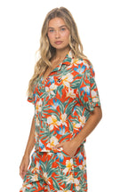 Retro UNISEX COTTON LUXE POPLIN RESORT SHIRT - RED KAUAI