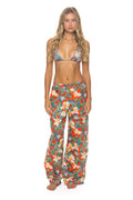 Retro WOMENS COTTON LUXE POPLIN WIDE LEG PANT - RED KAUAI