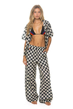 Retro WOMENS COTTON LUXE POPLIN WIDE LEG PANT - VINTAGE BLACK CHECKERED