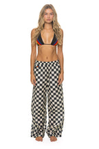 Retro WOMENS COTTON LUXE POPLIN WIDE LEG PANT - VINTAGE BLACK CHECKERED