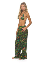 Retro WOMENS COTTON LUXE POPLIN WIDE LEG PANT - VINTAGE BLACK JUNGLE