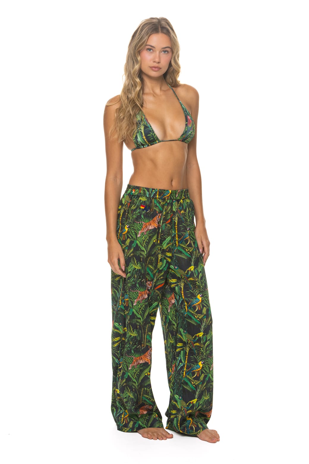 Retro WOMENS COTTON LUXE POPLIN WIDE LEG PANT - VINTAGE BLACK JUNGLE