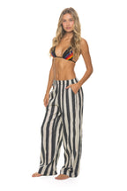 Retro WOMENS COTTON LUXE POPLIN WIDE LEG PANT - VINTAGE BLACK STRIPE