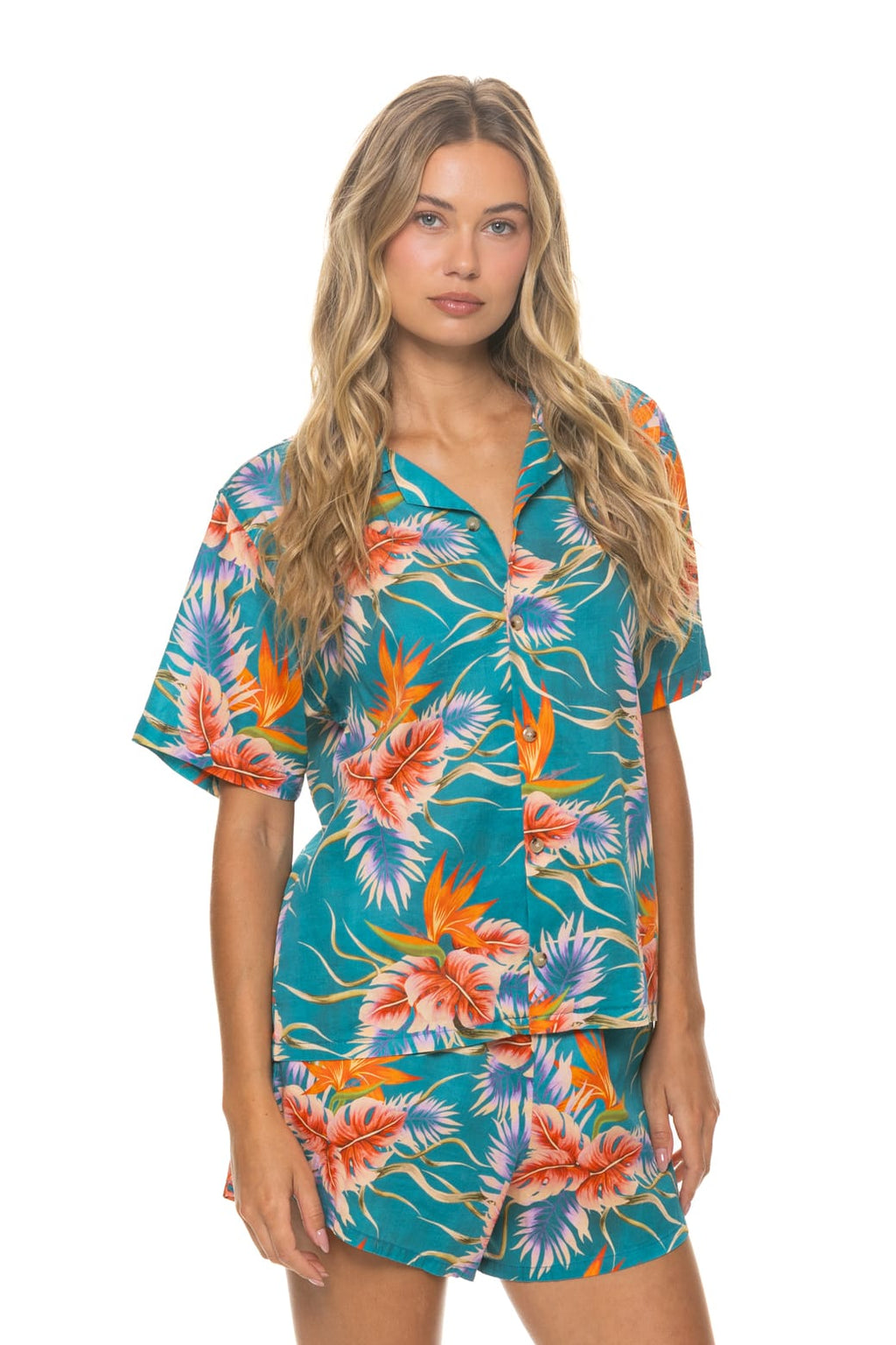 Retro WOMENS COTTON LUXE POPLIN SHORT - BLUE HAWAII