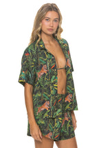 Retro WOMENS COTTON LUXE POPLIN SHORT - VINTAGE BLACK JUNGLE