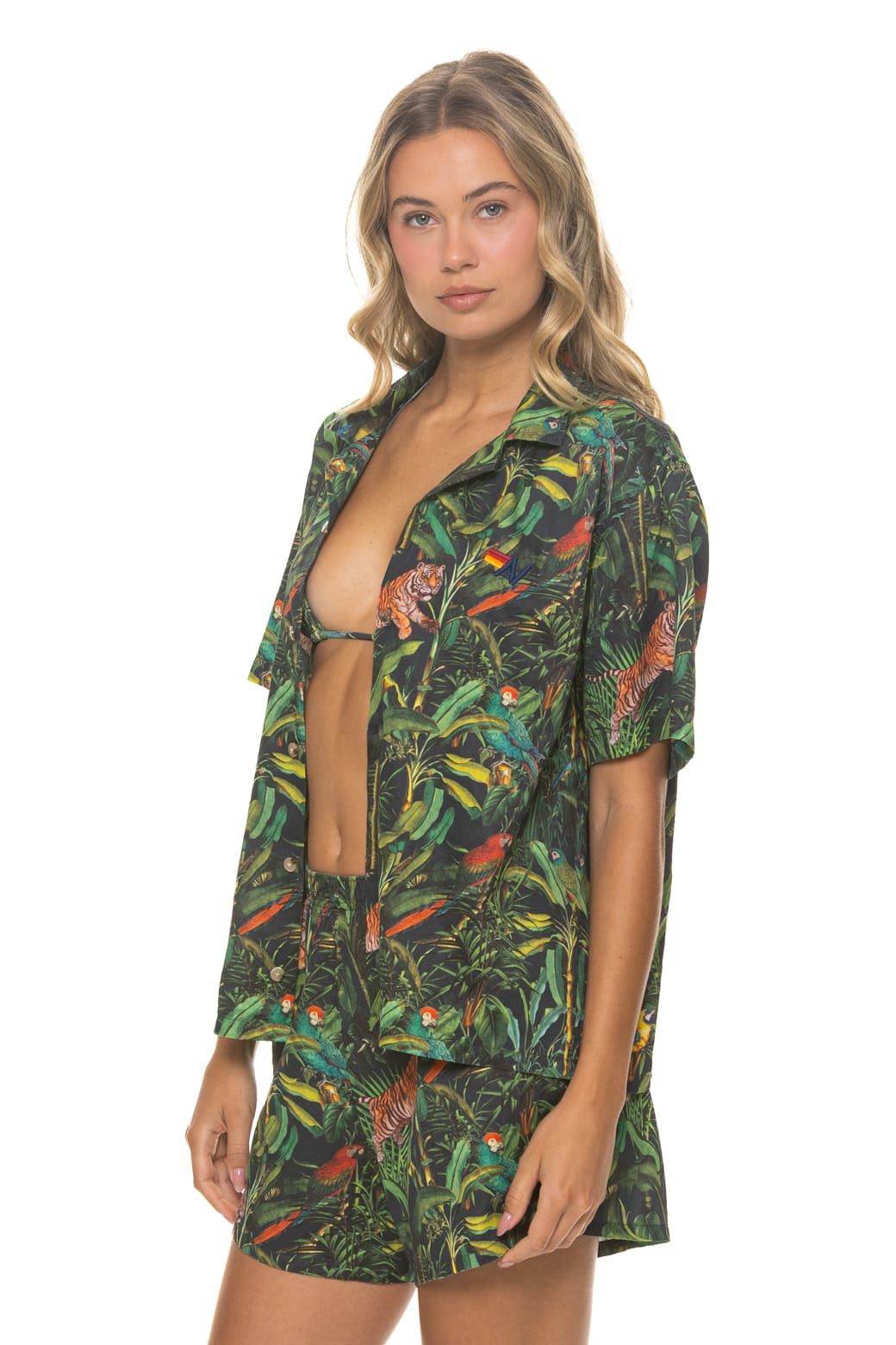 Retro WOMENS COTTON LUXE POPLIN SHORT - VINTAGE BLACK JUNGLE